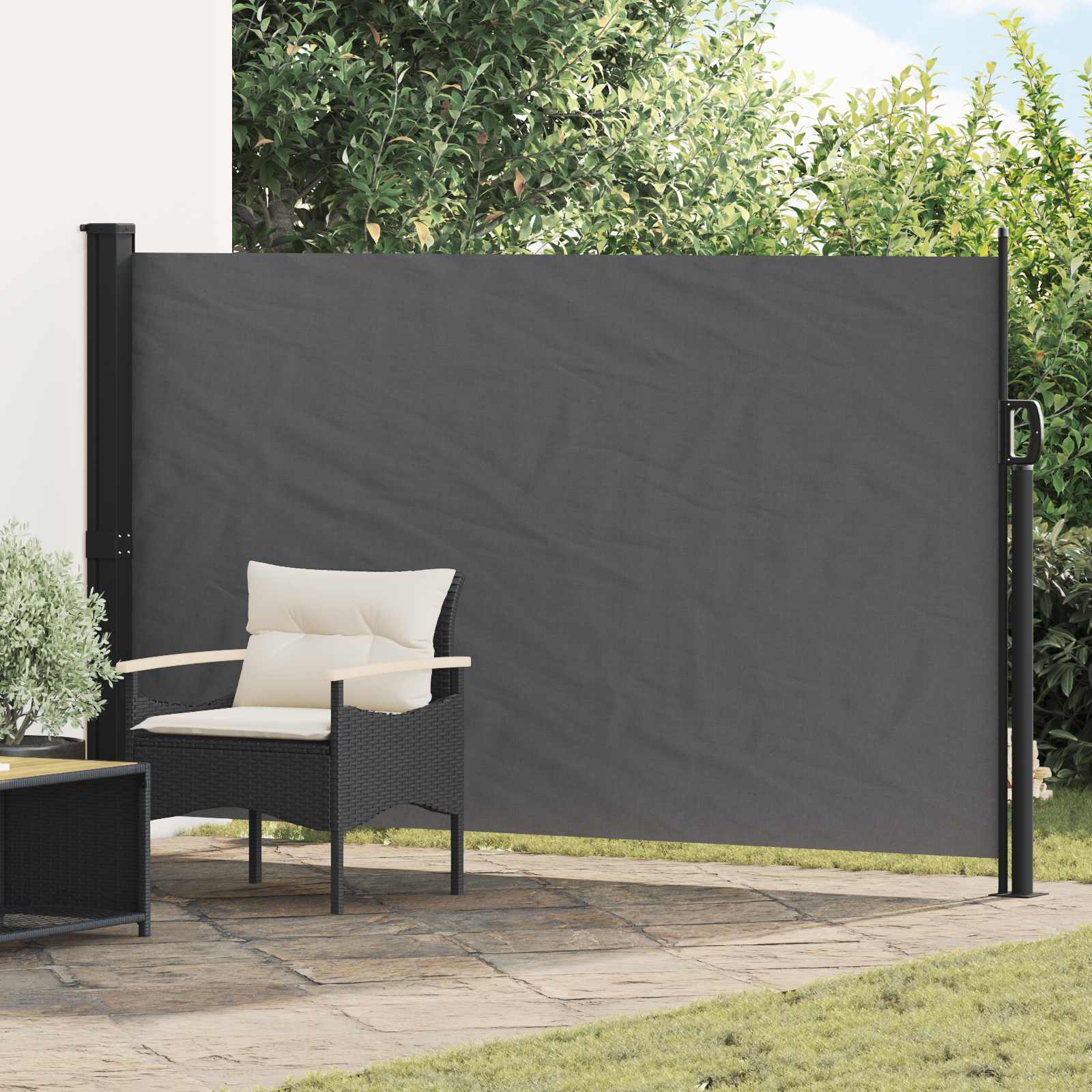 Seitenmarkise Ausziehbar Schwarz 100x300 cm
