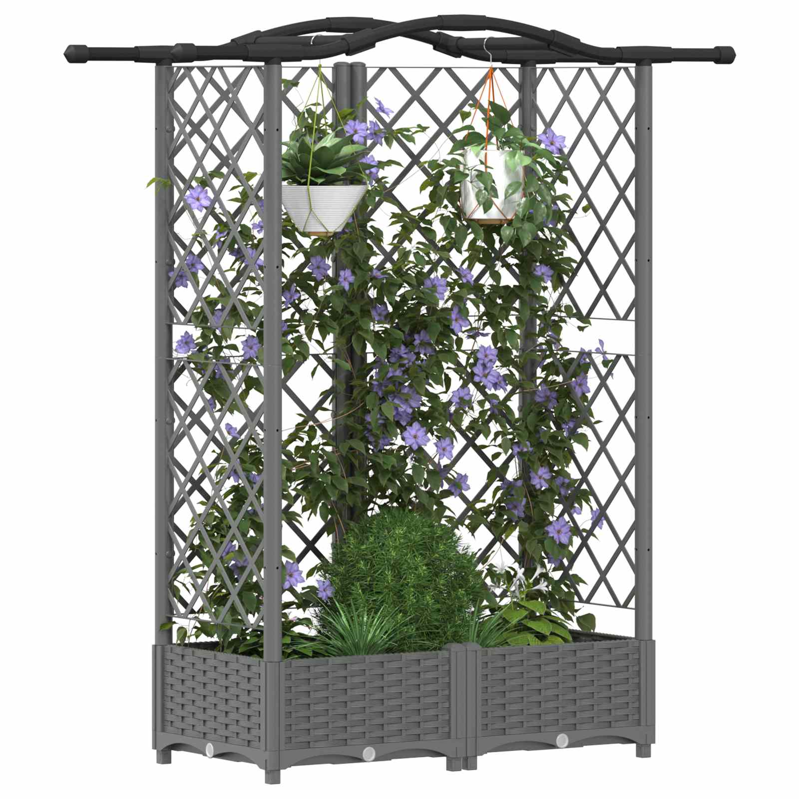 Hochbeet mit Rankgitter und Dach Braun 124 x 40 x 123 cm PP