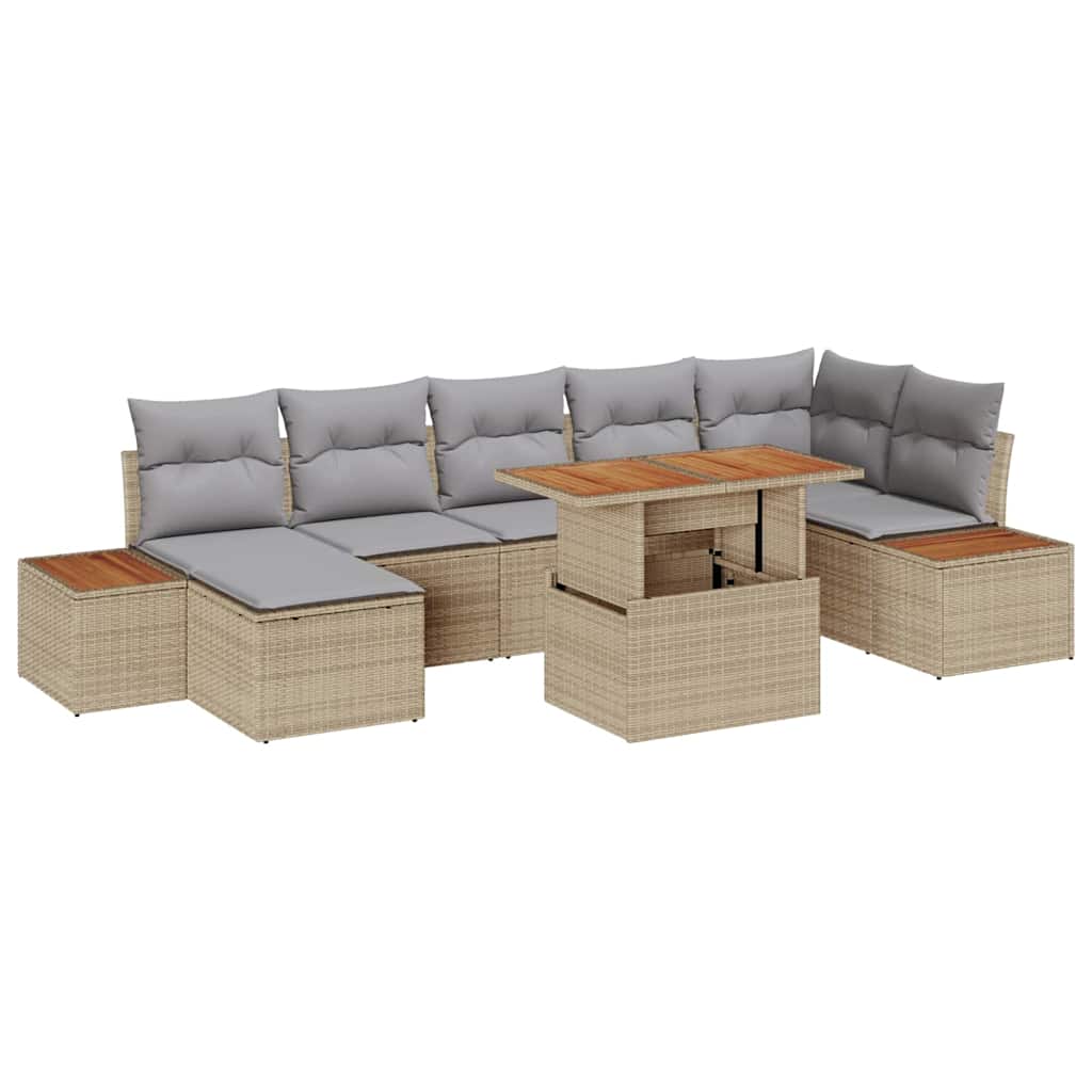 Garten Essgruppe mit Kissen 8 pcs Schwarz und Beige