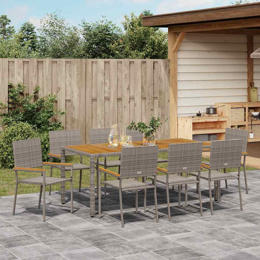 Garten Essgruppe 3 pcs Schwarz Poly-Rattan