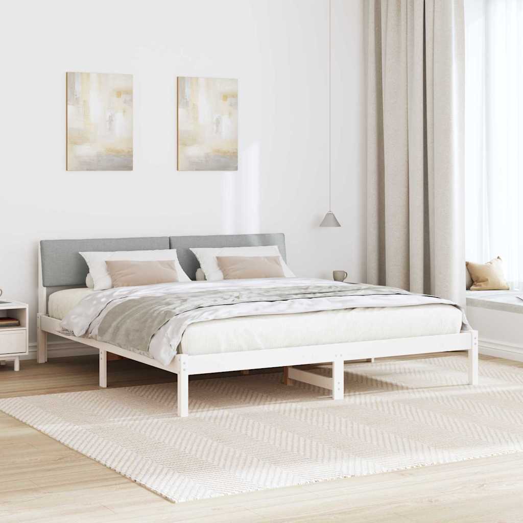 Bettgestell Braun und hellgrau 200 x 200 cm Massivholz Kiefer