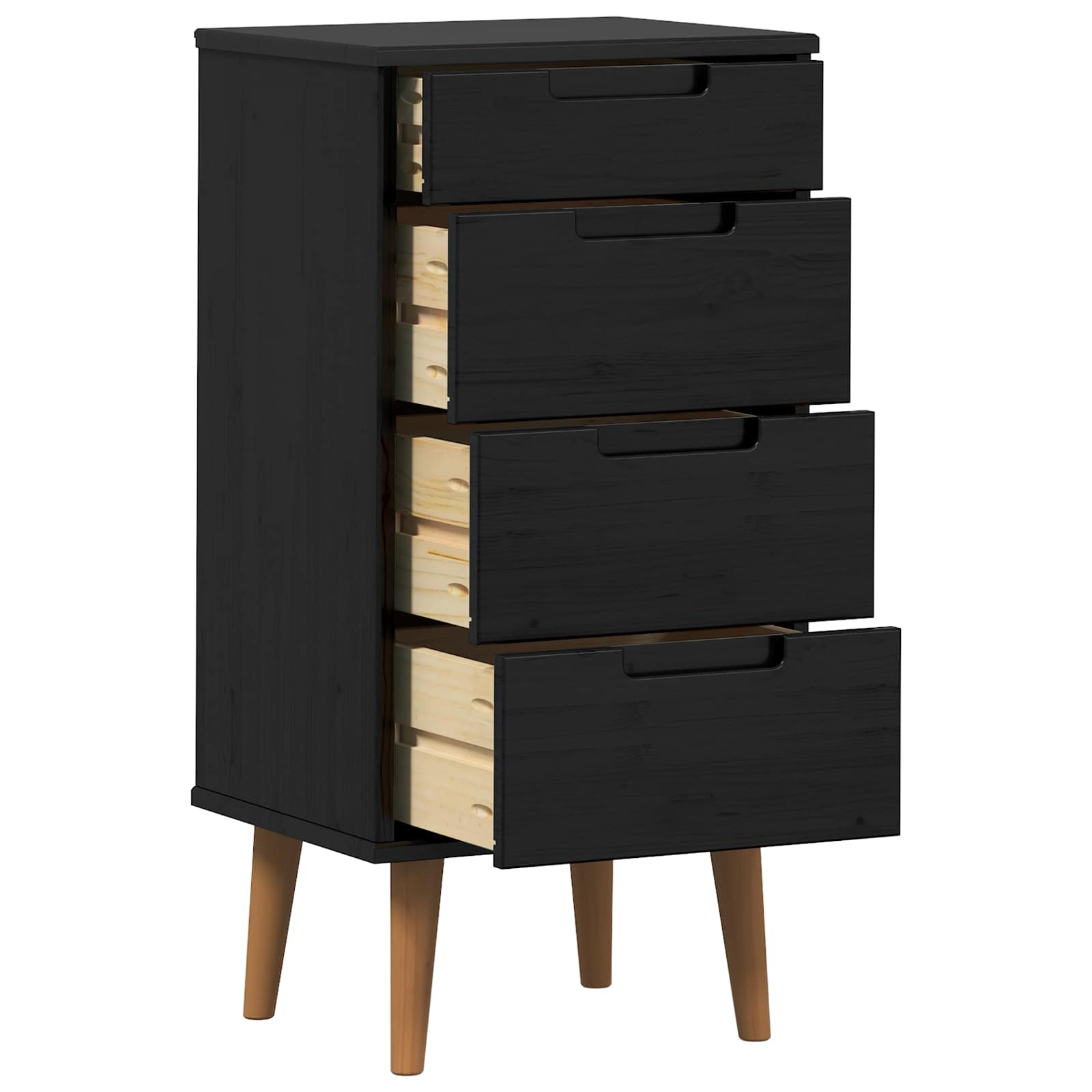 Schubladenschrank MOLDE Weiß 40x35x82 cm Massivholz Kiefer