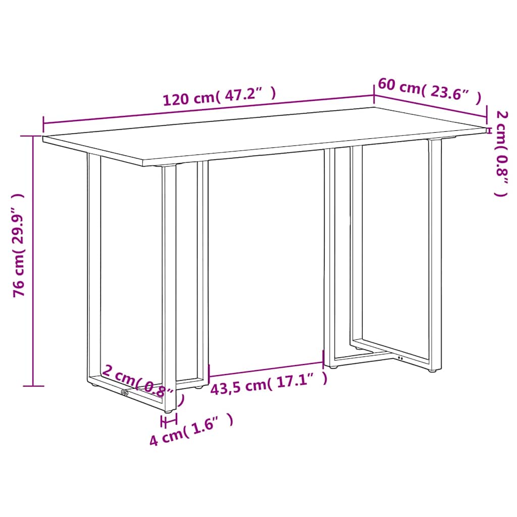 Esstisch 110x55x75,5 cm Massivholz Mango