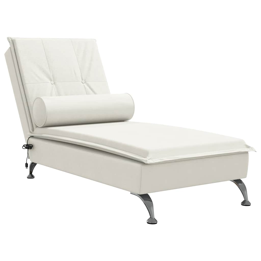 Massage-Chaiselongue mit Nackenrolle Hellgrau Samt