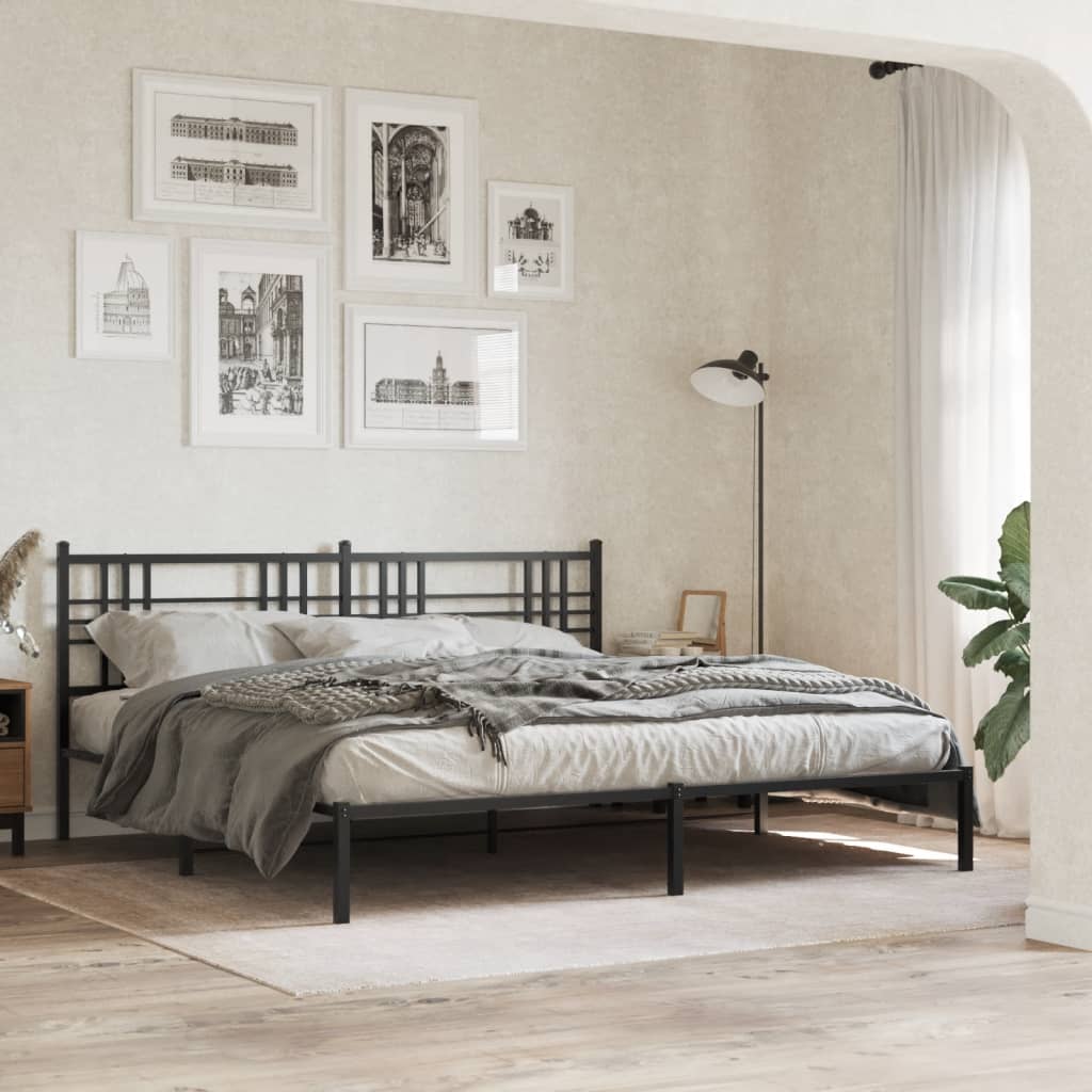 Bettgestell mit Kopf- und Fußteil Metall Schwarz 90x200 cm