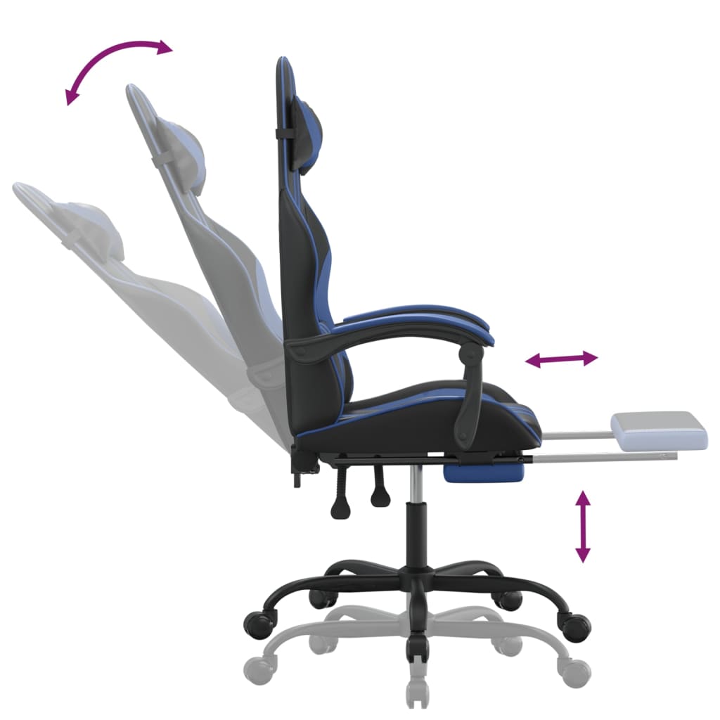 Gaming-Stuhl Drehbar Schwarz und Blau Kunstleder