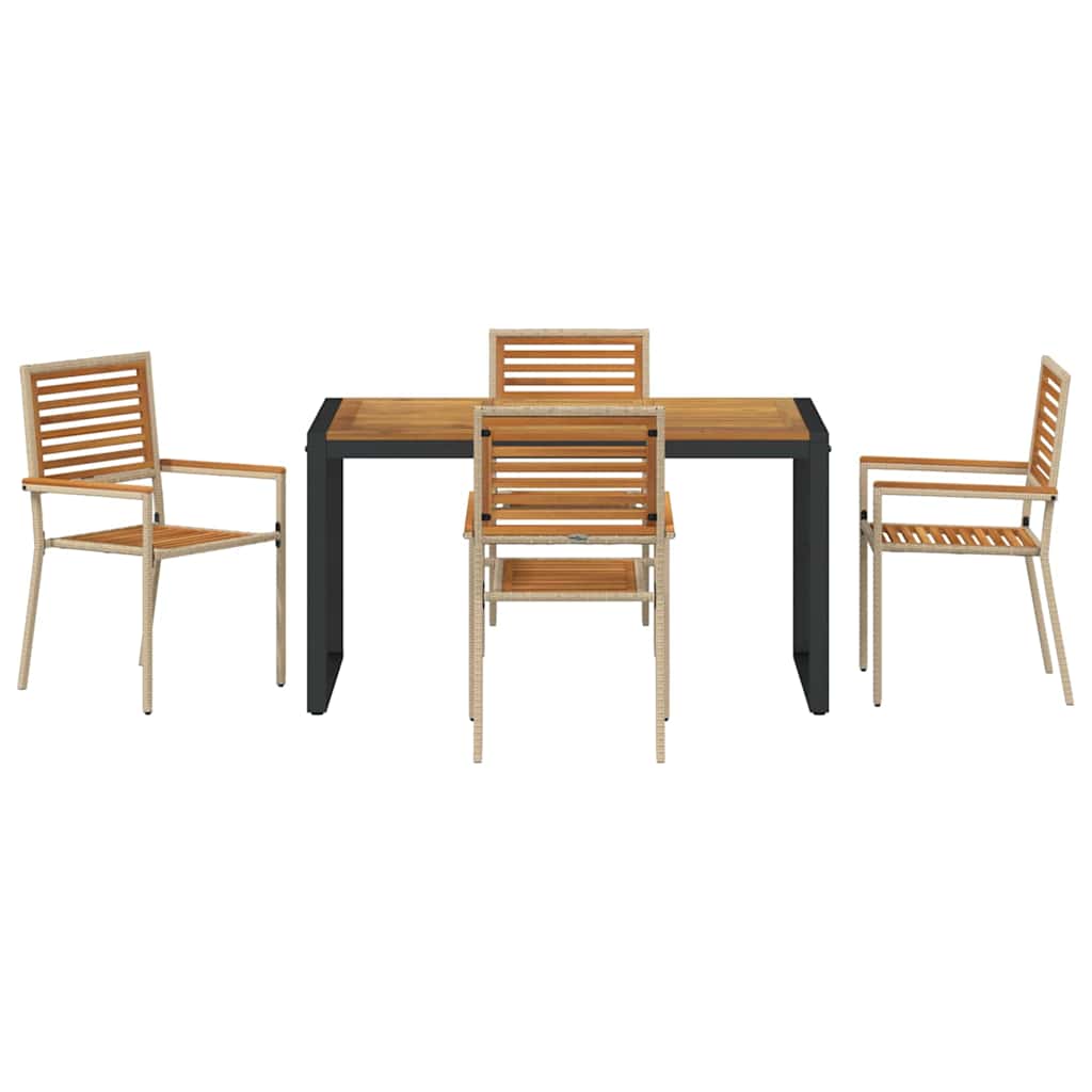 Garten Essgruppe 5 pcs Schwarz und Braun Poly-Rattan