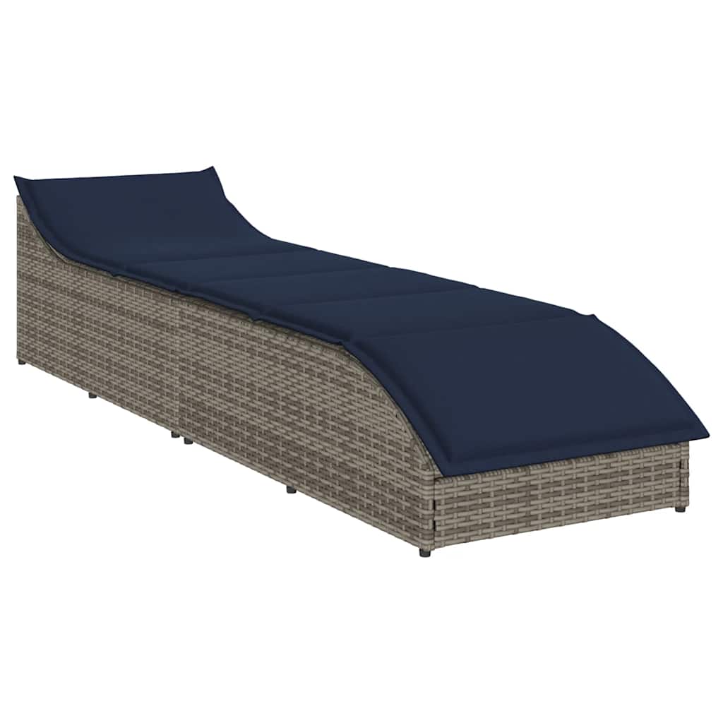 Klappliege mit Auflage und Stauraum Schwarz Poly-Rattan
