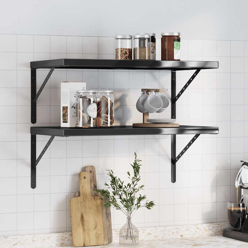 Wandregale 2 Stk. 100x40 cm Silbern Edelstahl