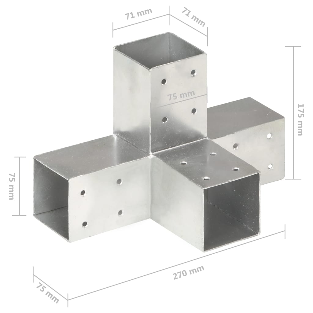 Pfostenverbinder L-Form Verzinktes Metall 71 x 71 mm