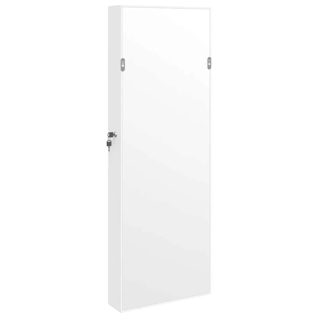 Schmuckschrank mit Spiegel Wandmontage Weiß 37,5x10x106 cm