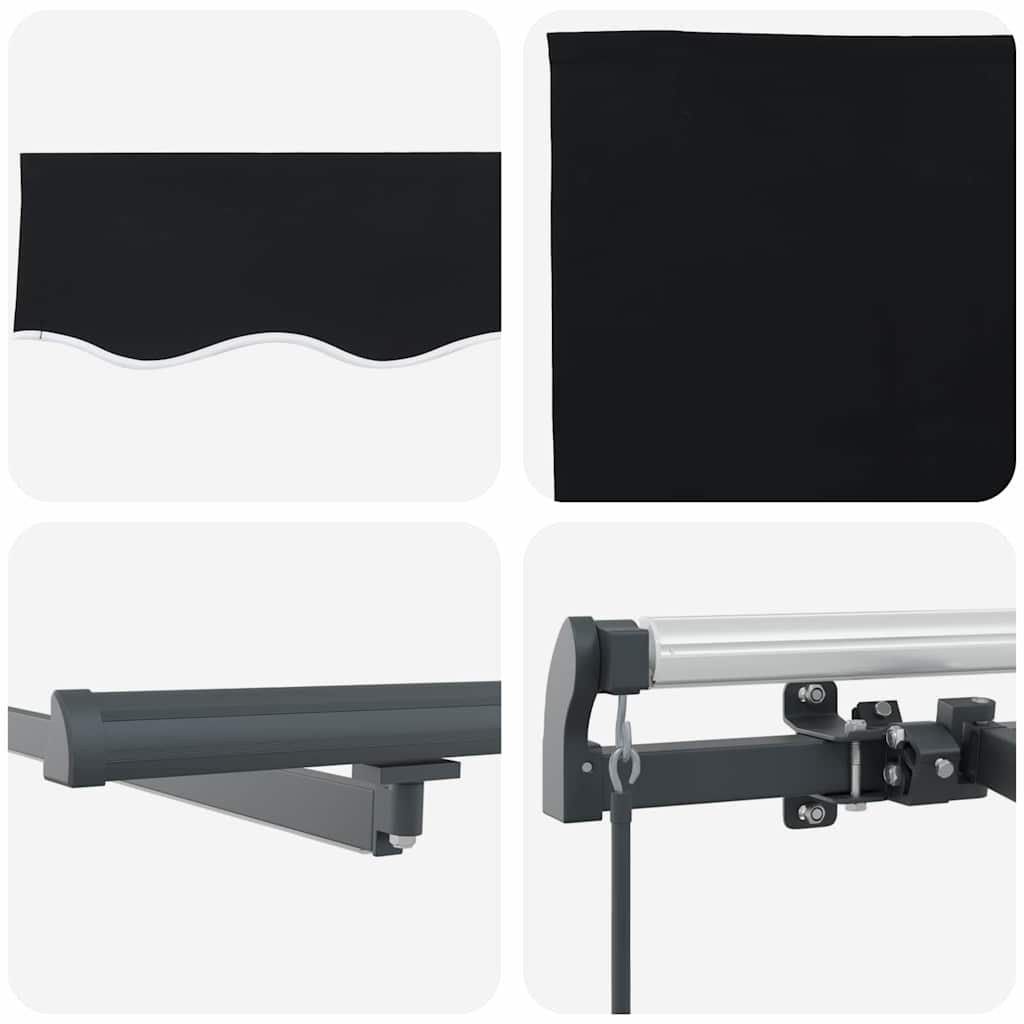 Markise Manuell Einziehbar mit LED 300x250 cm Blau und Weiß