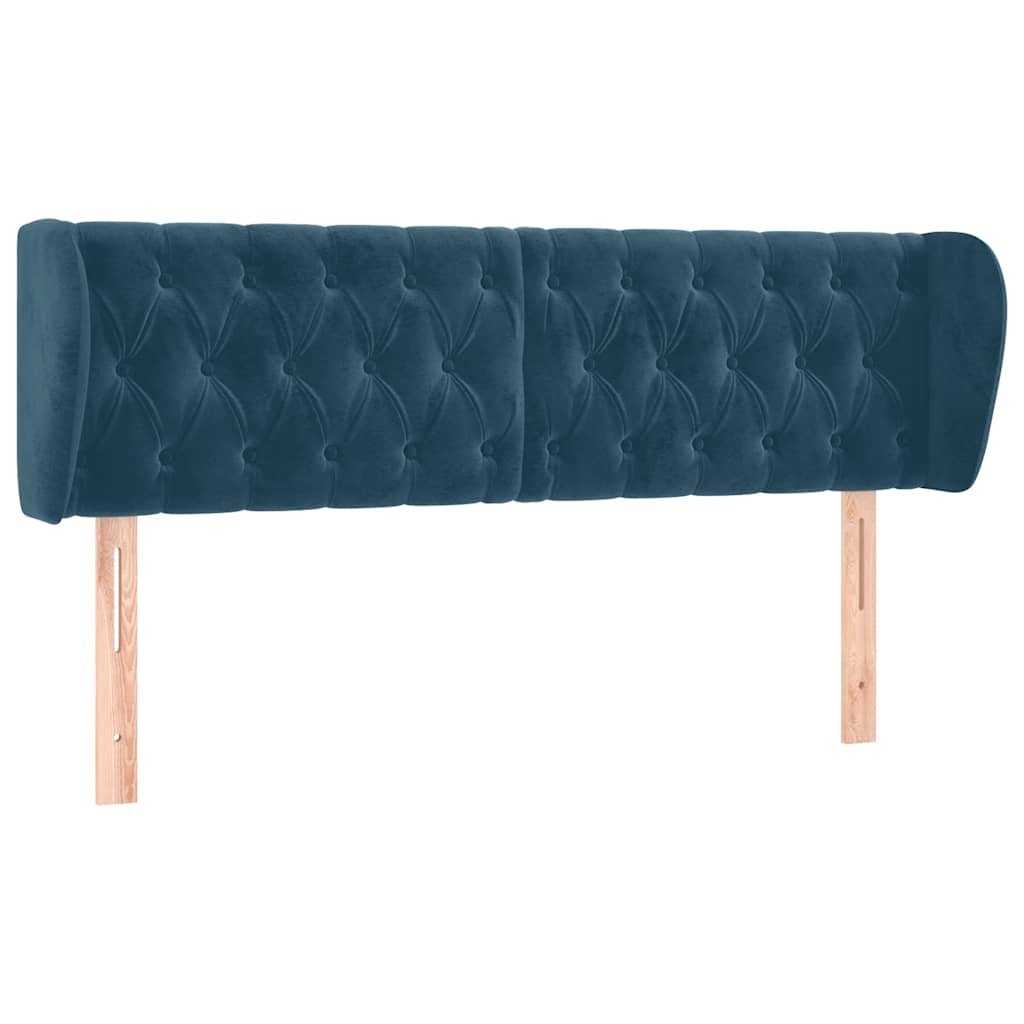 Kopfteil mit Ohren Dunkelblau 93x23x78/88 cm Samt