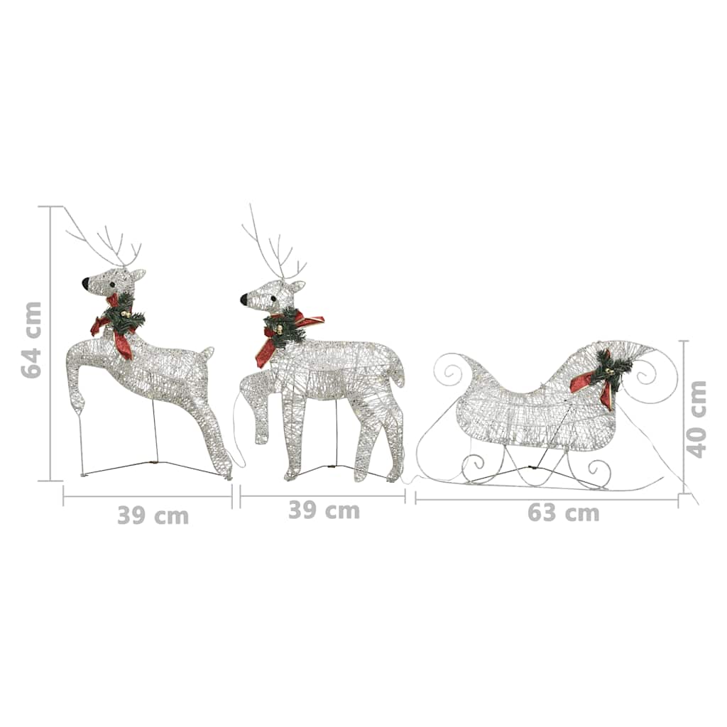 Weihnachtsdeko Rentier & Schlitten 60 LEDs Outdoor Golden