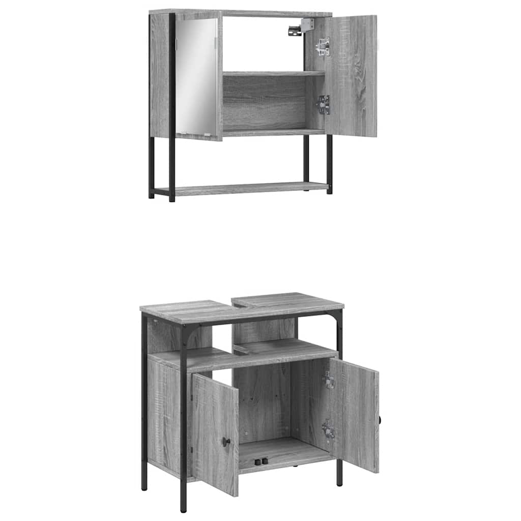 2-tlg. Badmöbel-Set Schwarz Holzwerkstoff