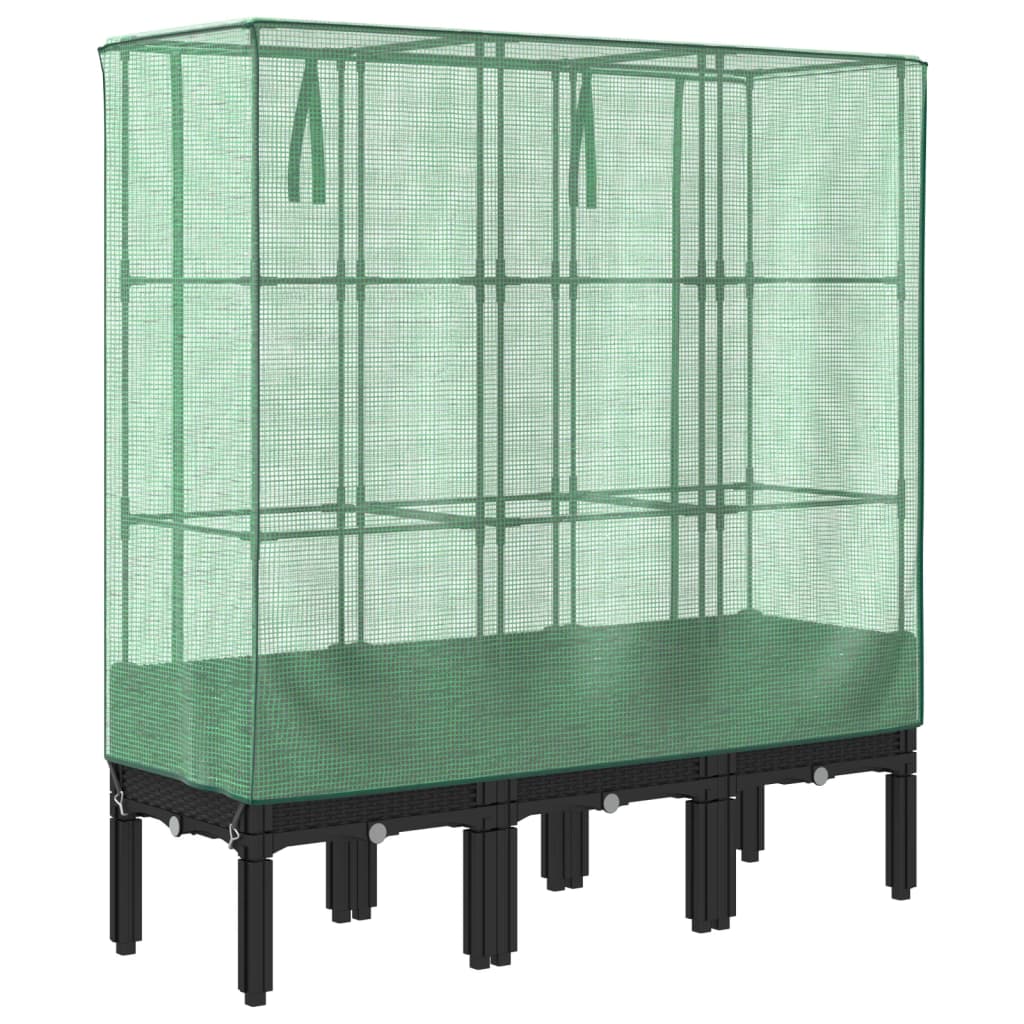 Hochbeet mit Gewächshaus-Aufsatz Rattan-Optik 40x40x140 cm