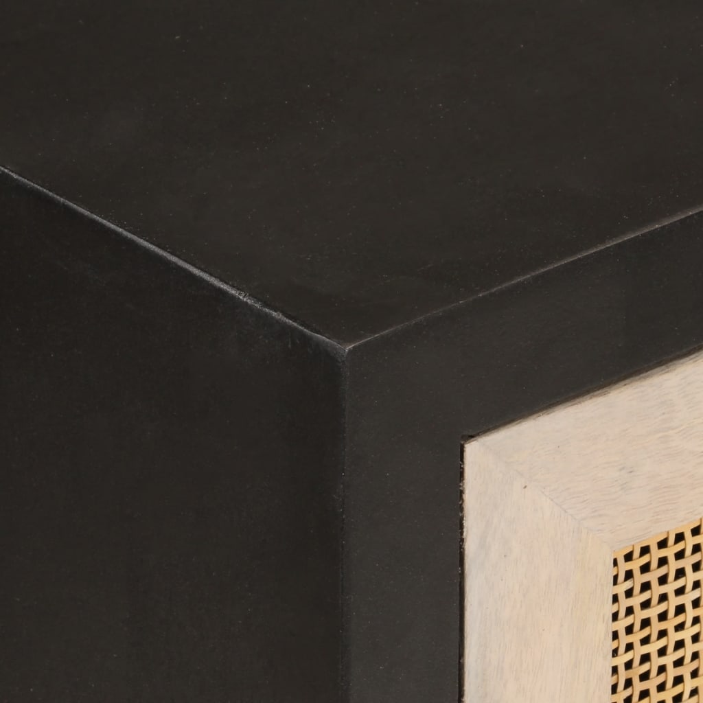 Nachttisch Schwarz 40x30x50 cm Massivholz Mango und Eisen