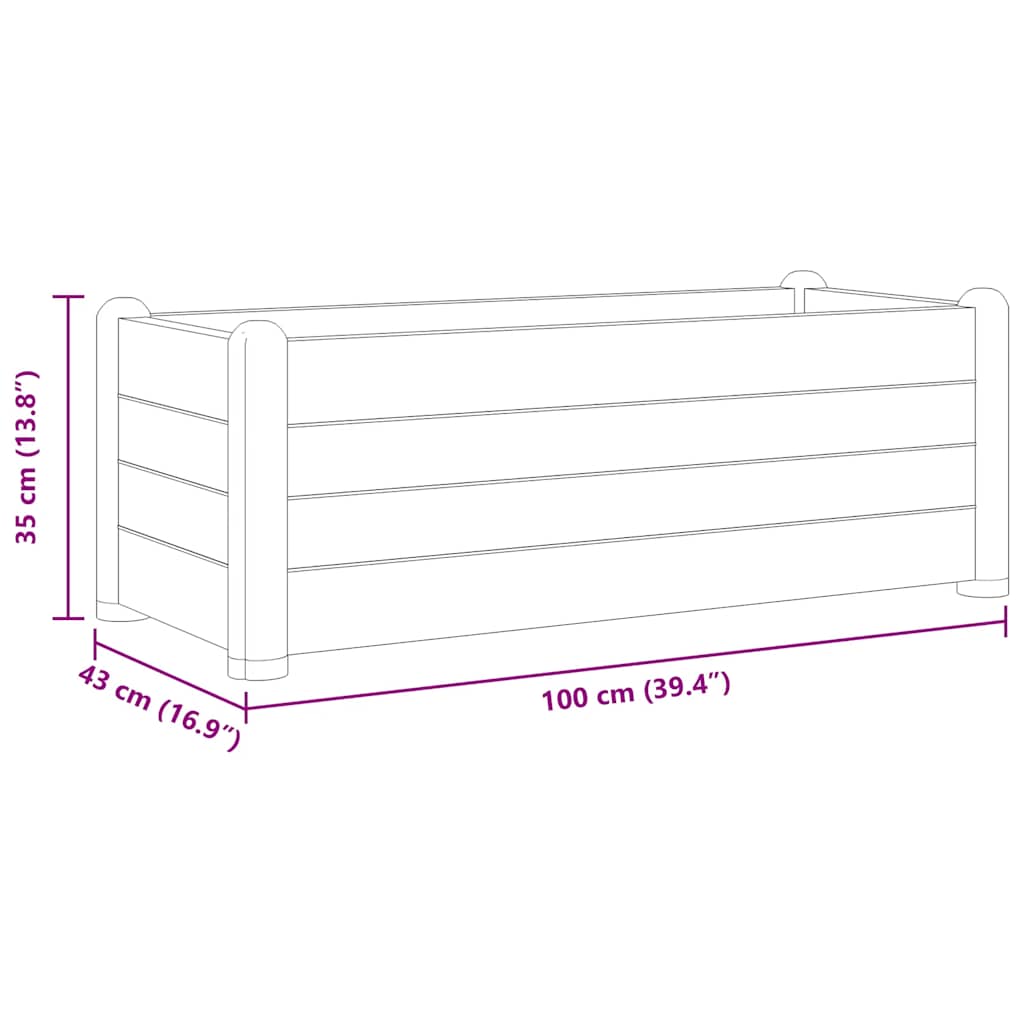 Garten-Hochbeet PP Weiß 43x43x35 cm