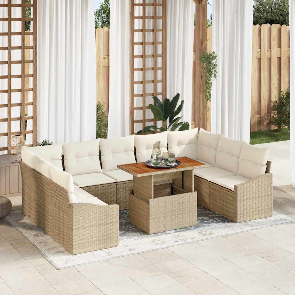 Garten Essgruppe mit Kissen 10 pcs Schwarz und Creme