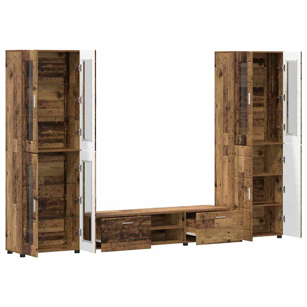 Highboard mit Regal FLORIN Weiß 60 x 35 x 182 cm Holzwerkstoff