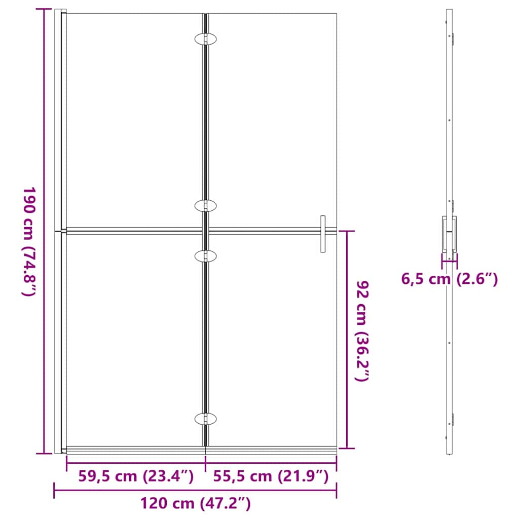 Faltbare begehbare Duschwand Transparentes ESG Glas 70x190 cm