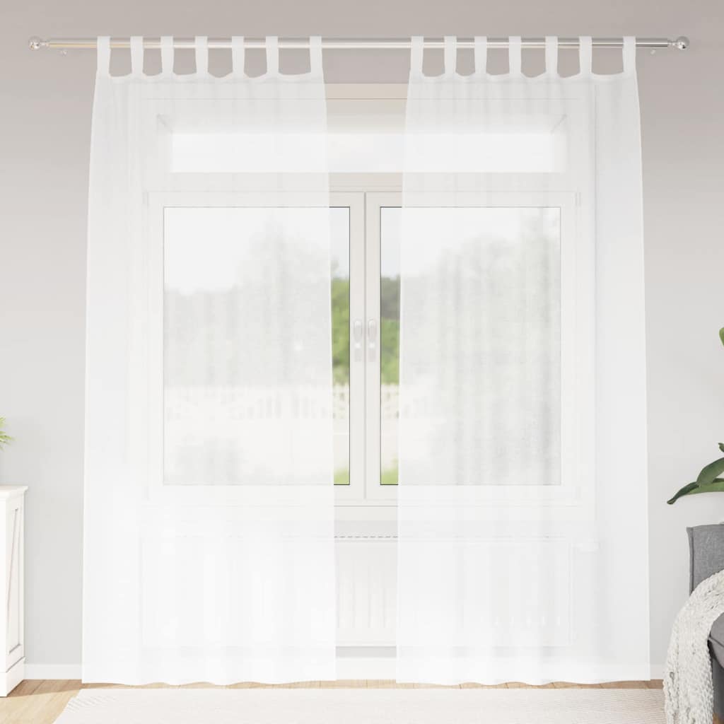 Voile-Vorhang mit Vorhängen 2 pcs Weiß 140 x 140 cm Polyester