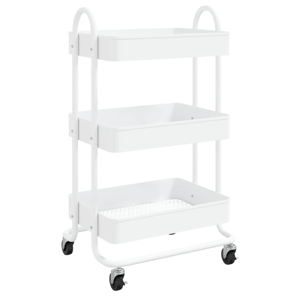 3-Etagen-Wagen Schwarz 43x34x79 cm Stahl