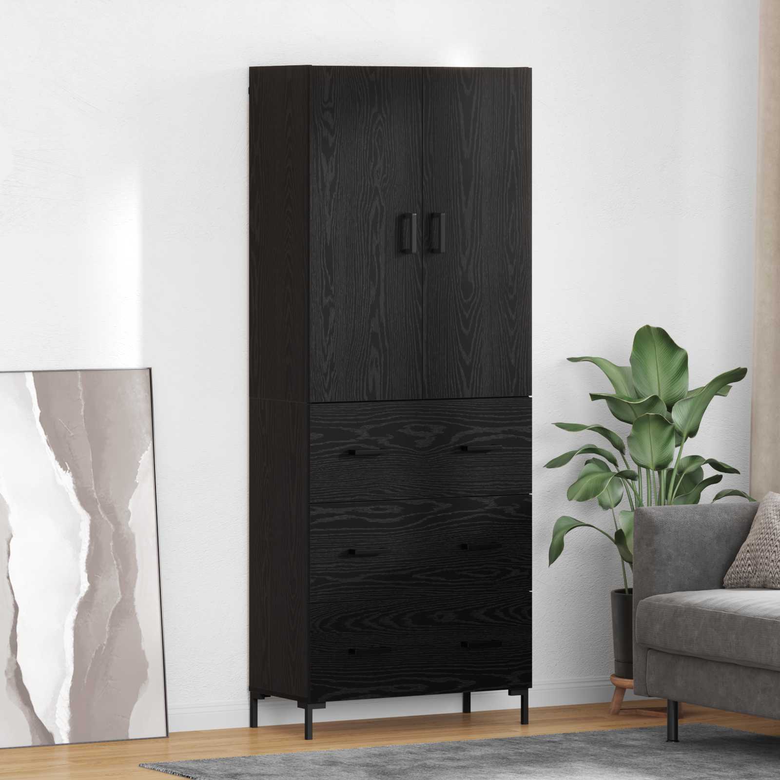 Highboard Betongrau 69,5x34x180 cm Holzwerkstoff