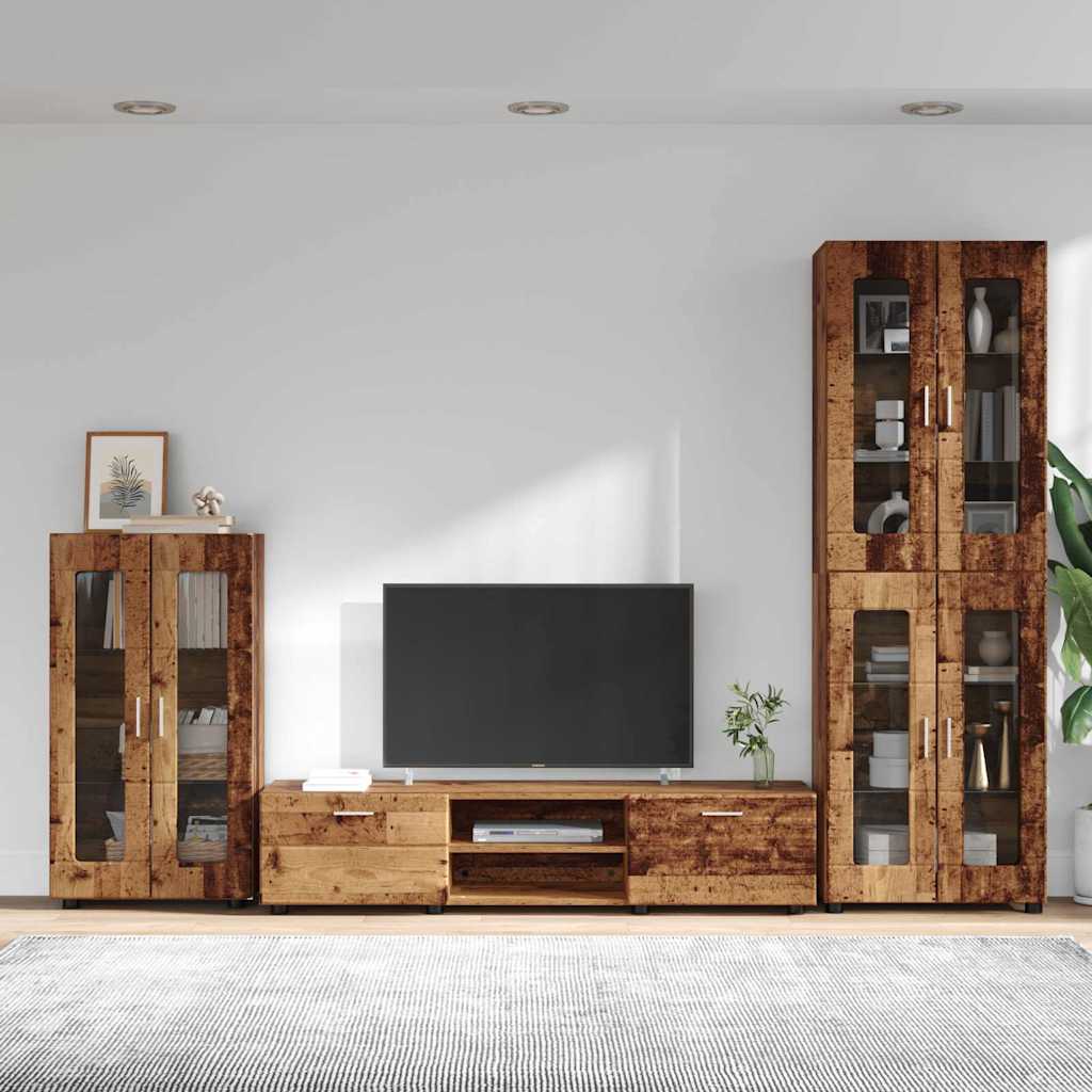 Highboard mit Regal FLORIN Weiß 60 x 35 x 182 cm Holzwerkstoff