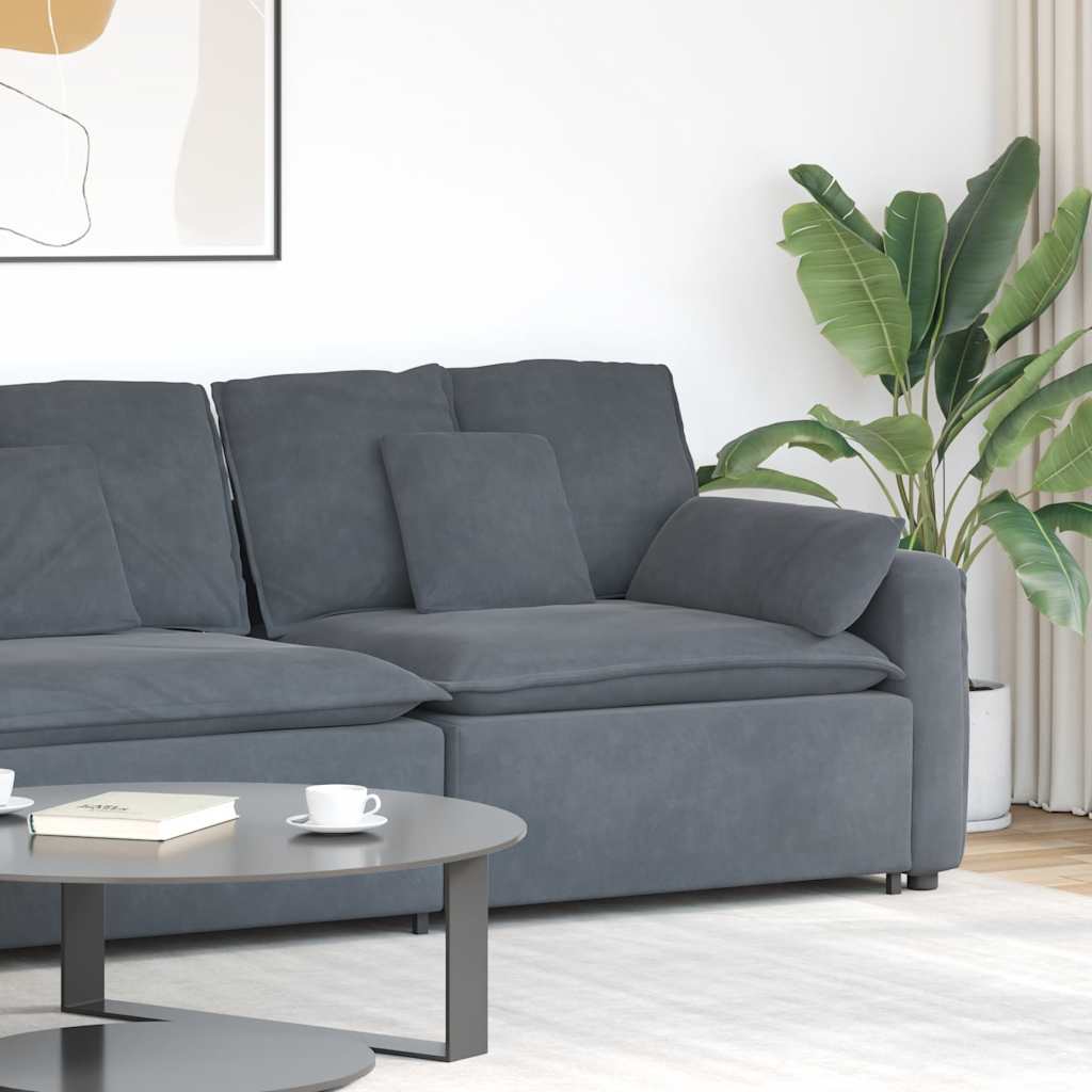 Modulares Sofa Endmodul mit Armlehne Kissen Blau 100 cm