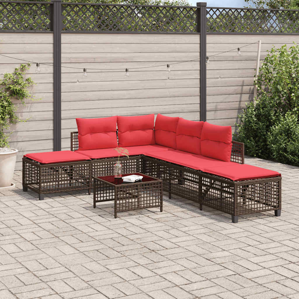 3-teiliges Ecksofa-Set für den Garten mit Kissen, grau, Polyrattan