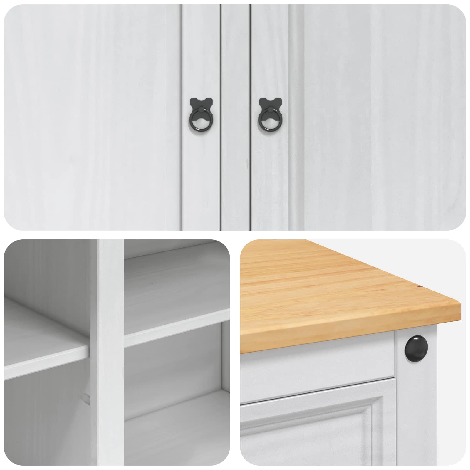 Küchentrolley 2 pcs Honigwachs 112 x 70 x 91,5 cm Massiv-Kiefer