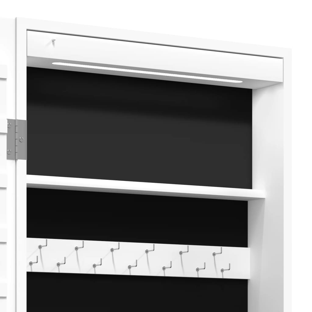 Spiegel-Schmuckschrank mit LED-Beleuchtung Wandmontage Weiß