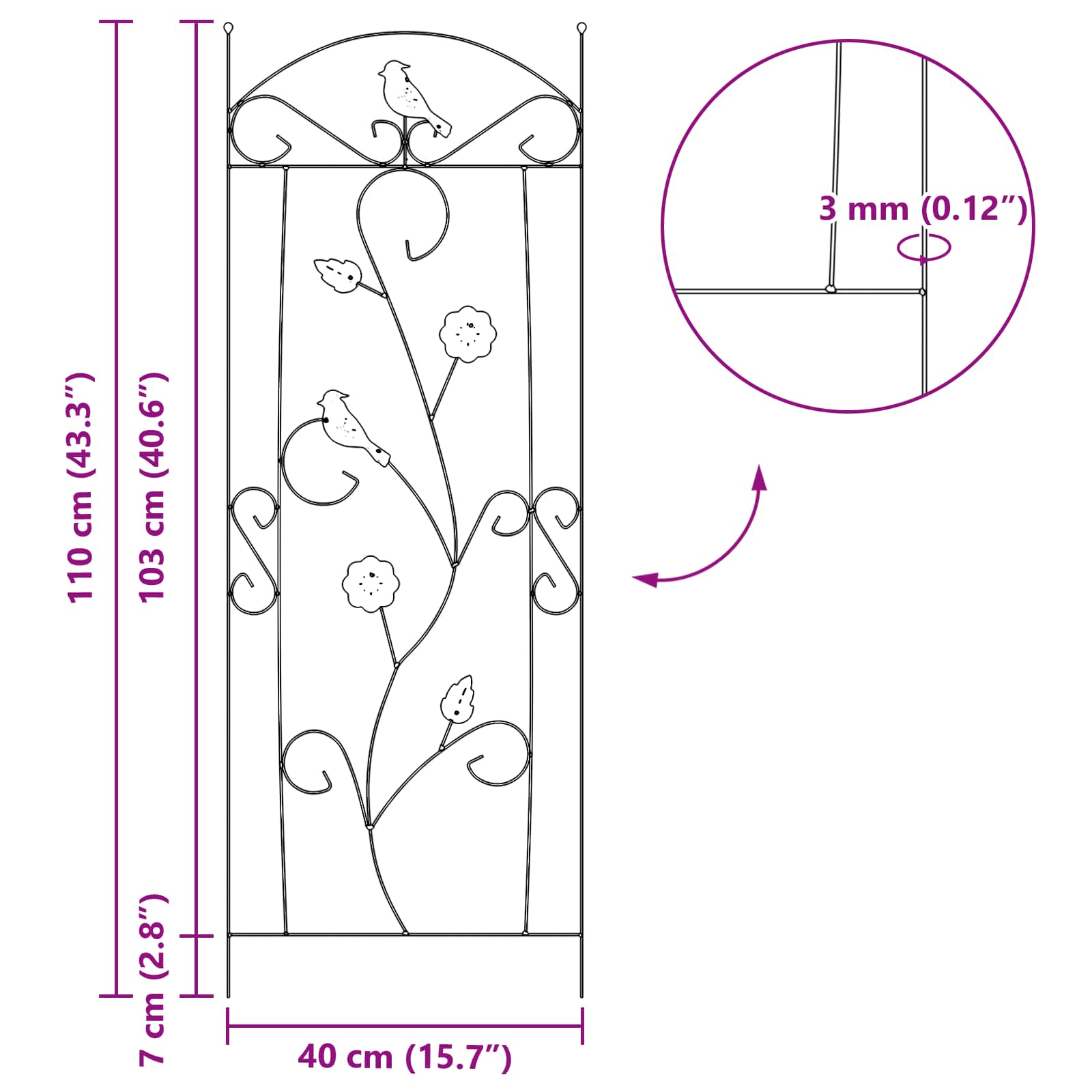 Gartenzaun mit Schloss 3 pcs Schwarz 112 x 39,5 cm Stahl