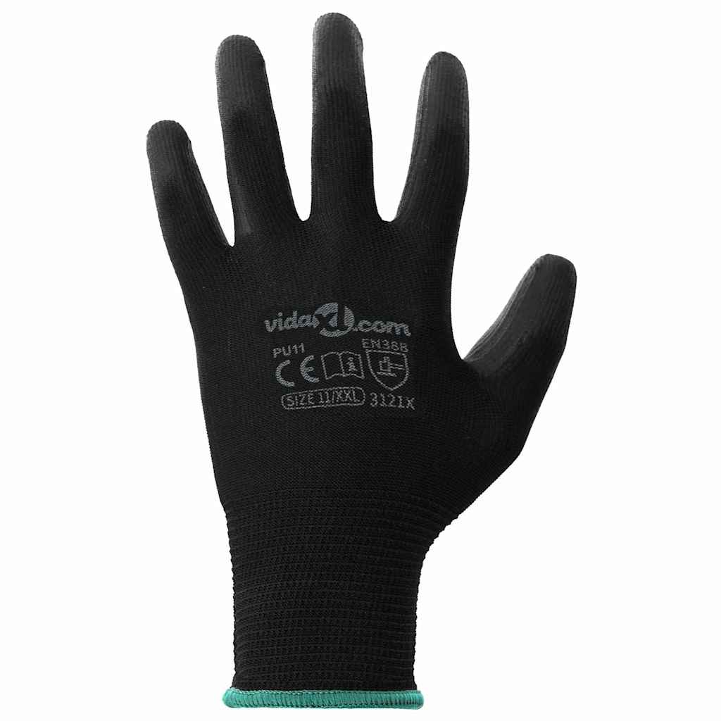 Arbeitshandschuhe 12 pcs Schwarz 7 / S Polyester