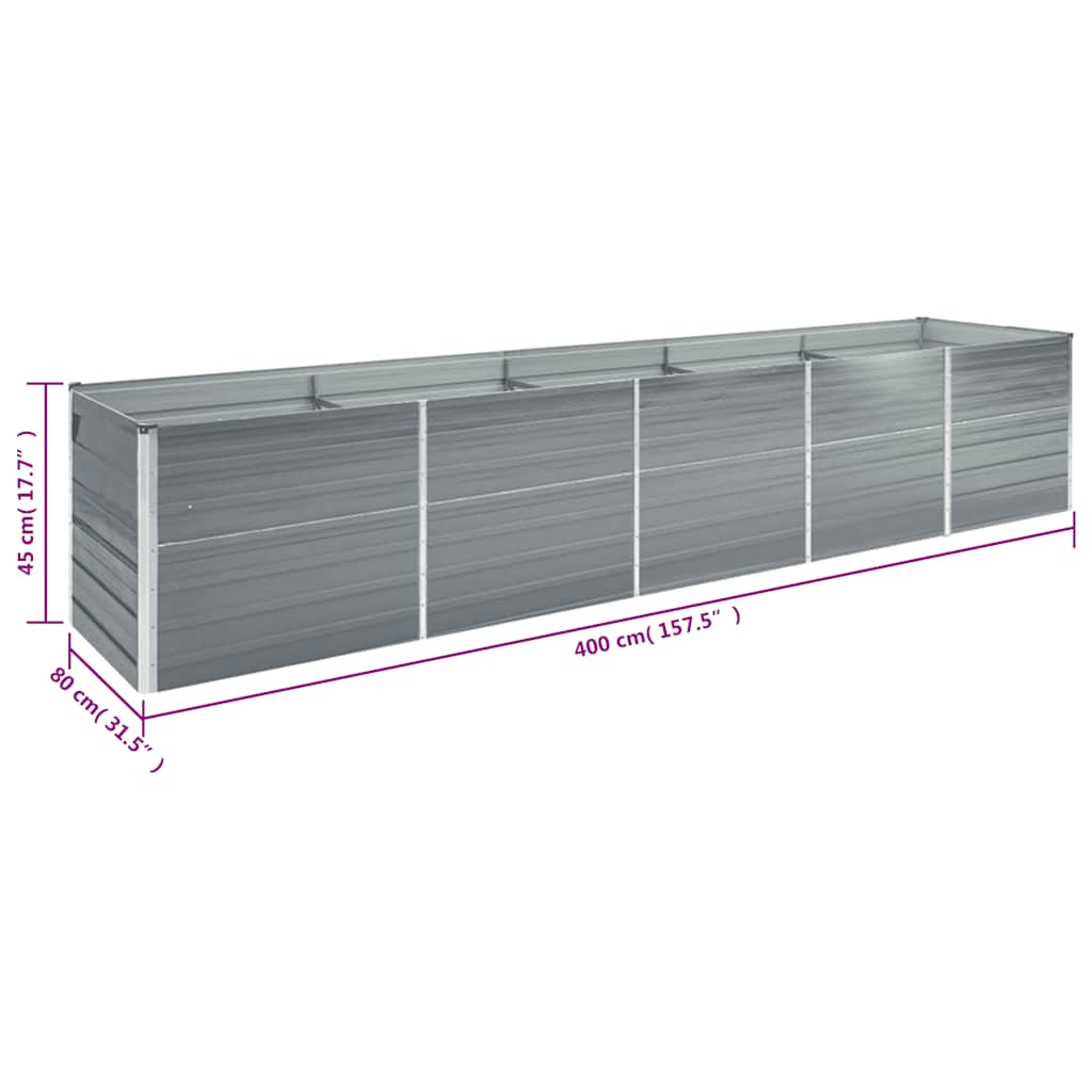 Hochbeet 160 x 80 x 77 cm Verzinkter Stahl Grau