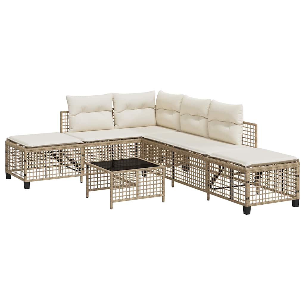 3-tlg. Garten-Ecksofa-Set mit Kissen Schwarz Poly Rattan
