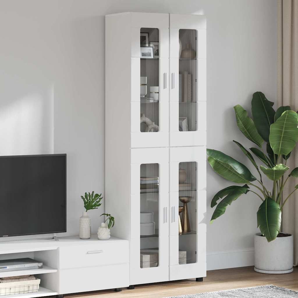 Highboard mit Regal FLORIN Weiß 60 x 35 x 182 cm Holzwerkstoff