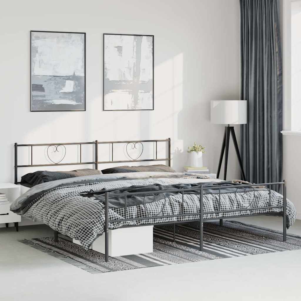 Bettgestell mit Kopfteil Metall Schwarz 100x190 cm