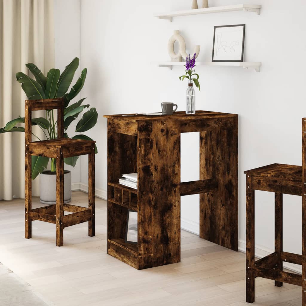 Bartisch mit Regal Schwarz Eichen-Optik 90 x 47,5 x 103,5 cm