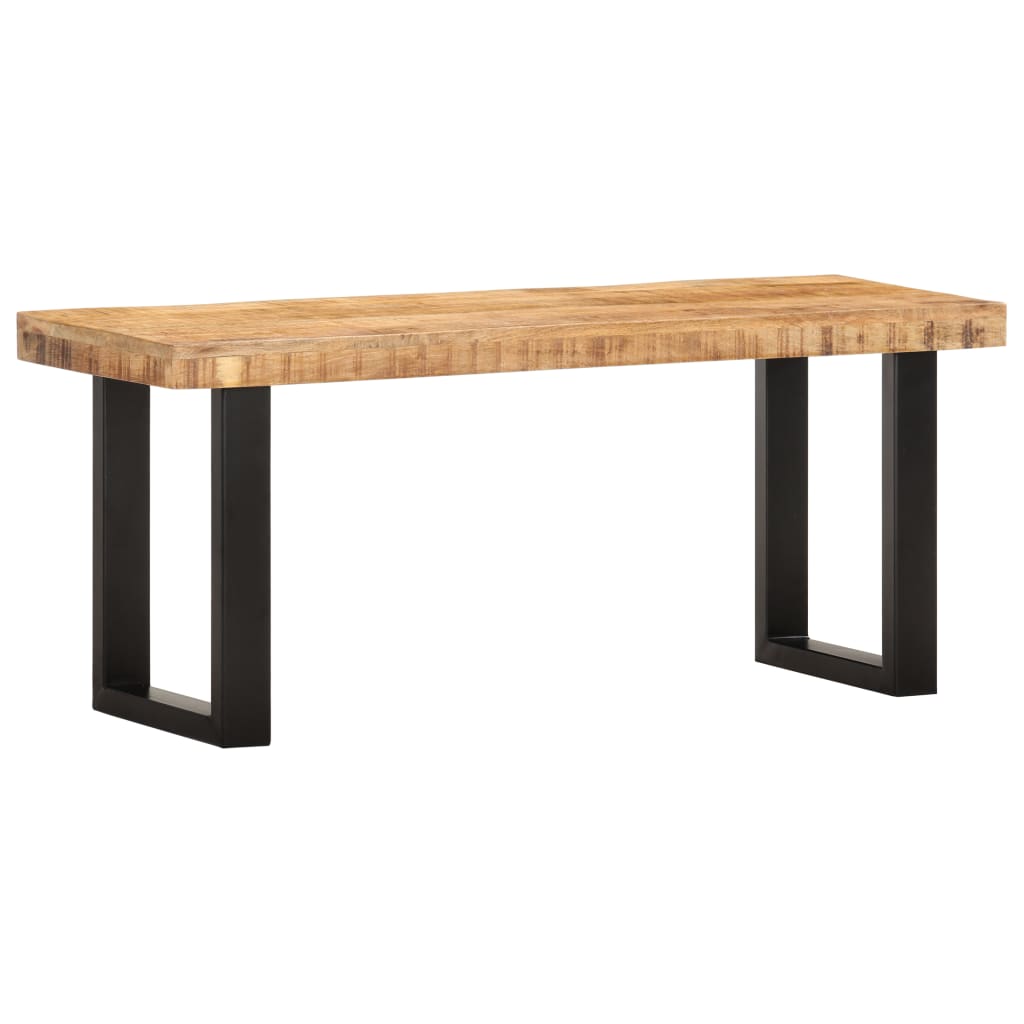 Sitzbank mit Naturkanten 110 cm Akazie Massivholz und Stahl