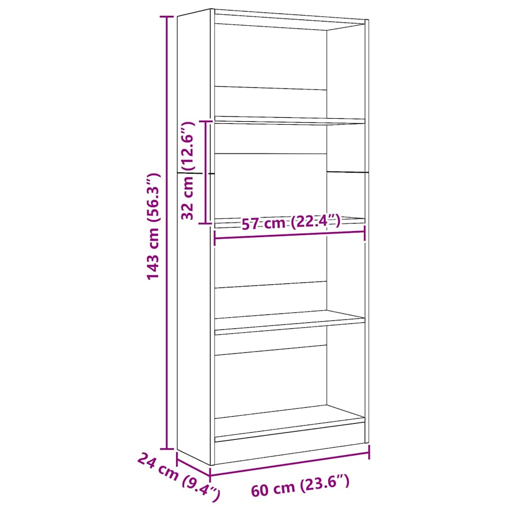 Bücherregal Weiß 40x24x75 cm Holzwerkstoff