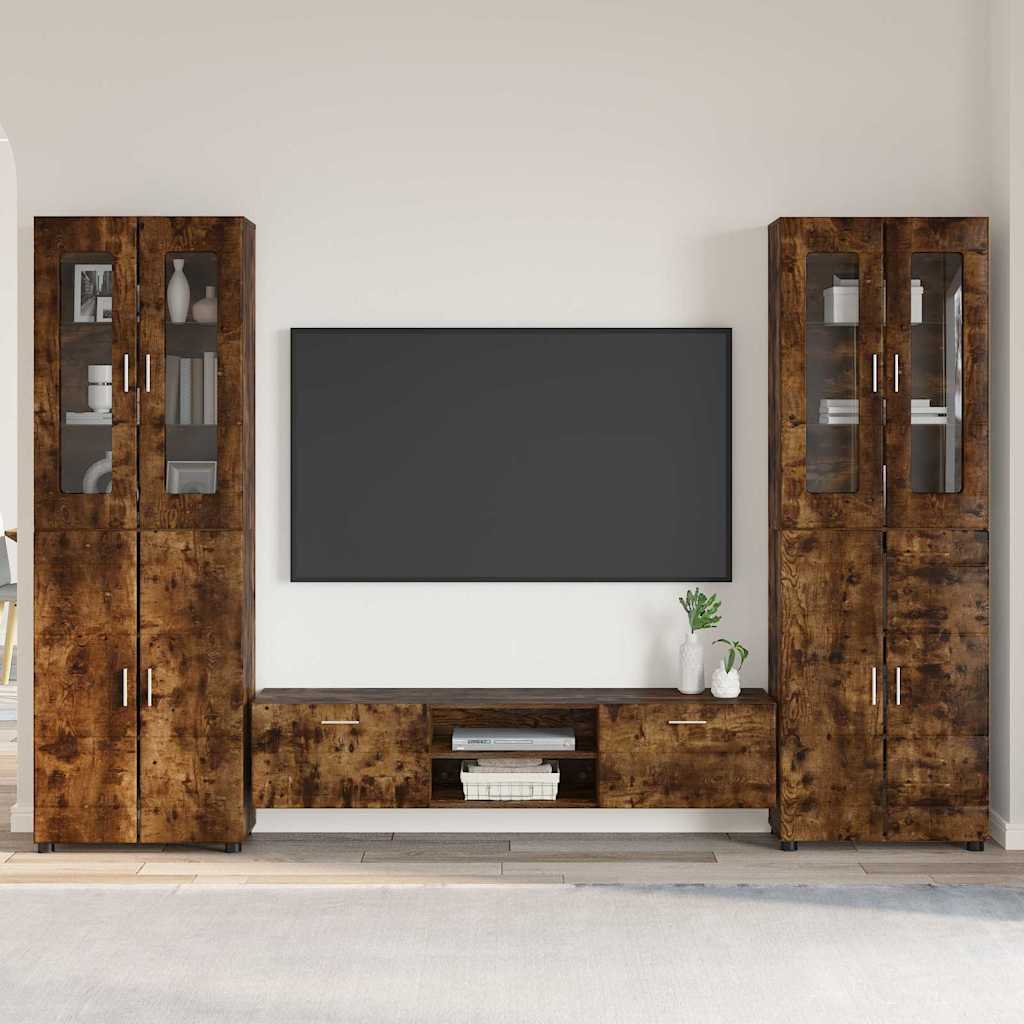 Highboard mit Regal FLORIN Weiß 60 x 35 x 182 cm Holzwerkstoff