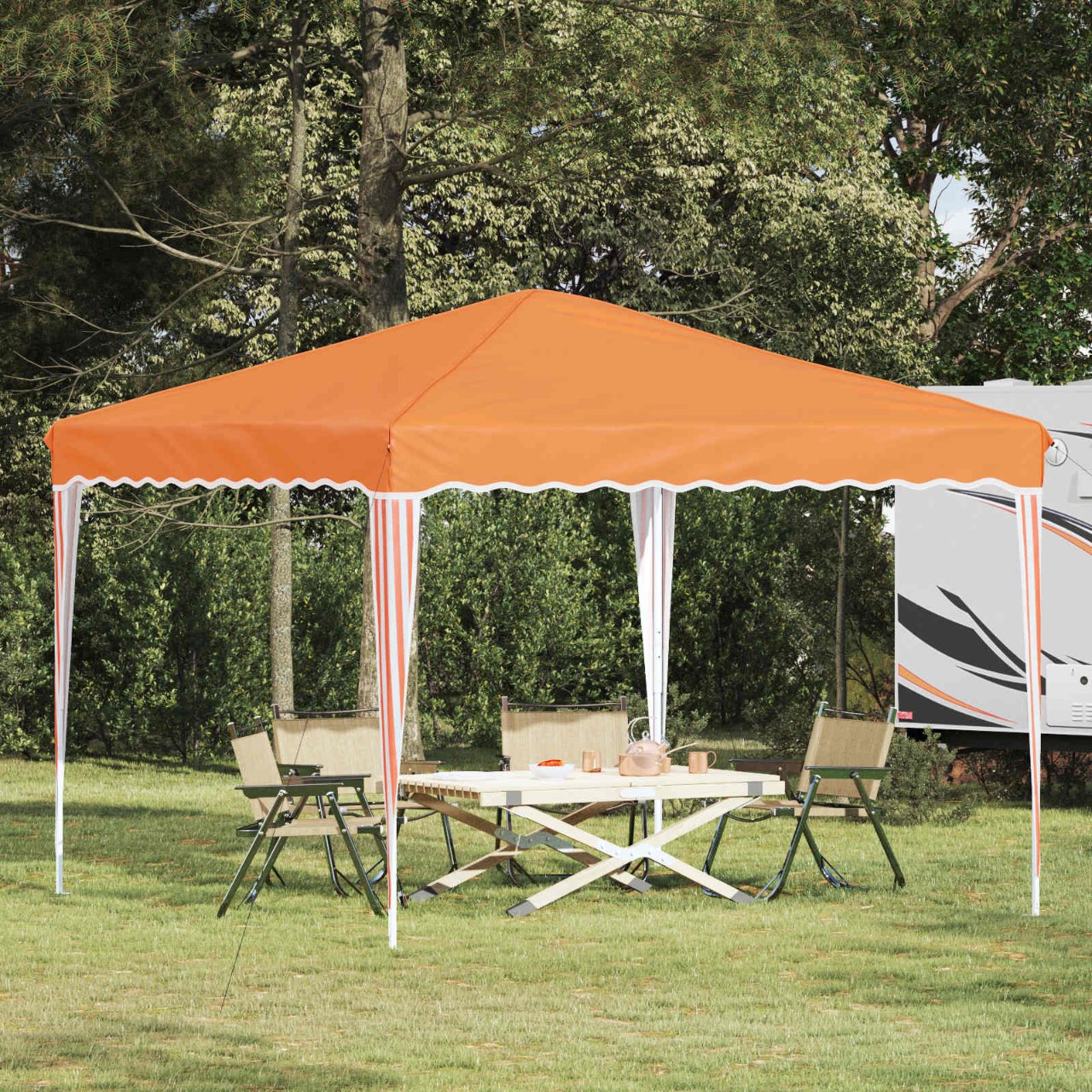 Pop-up Partyzelt 288 x 288 x 245 cm Creme Oxford-Stoff