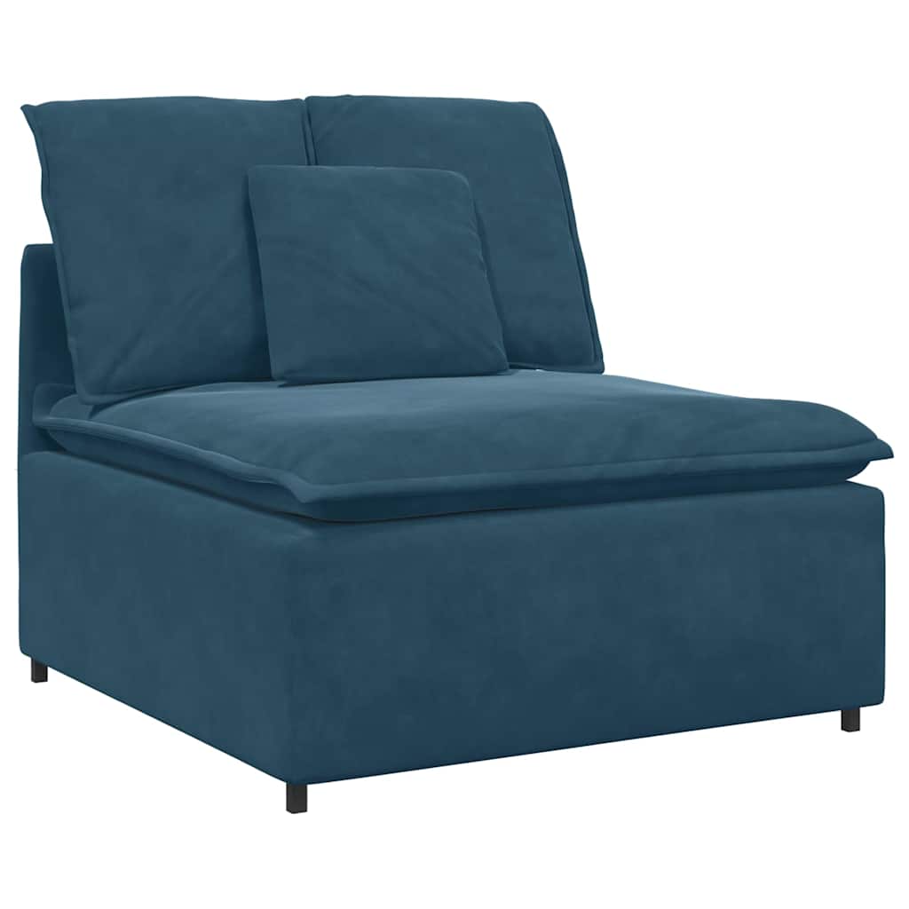 Modulares Sofa Endmodul mit Armlehne Kissen Blau 100 cm