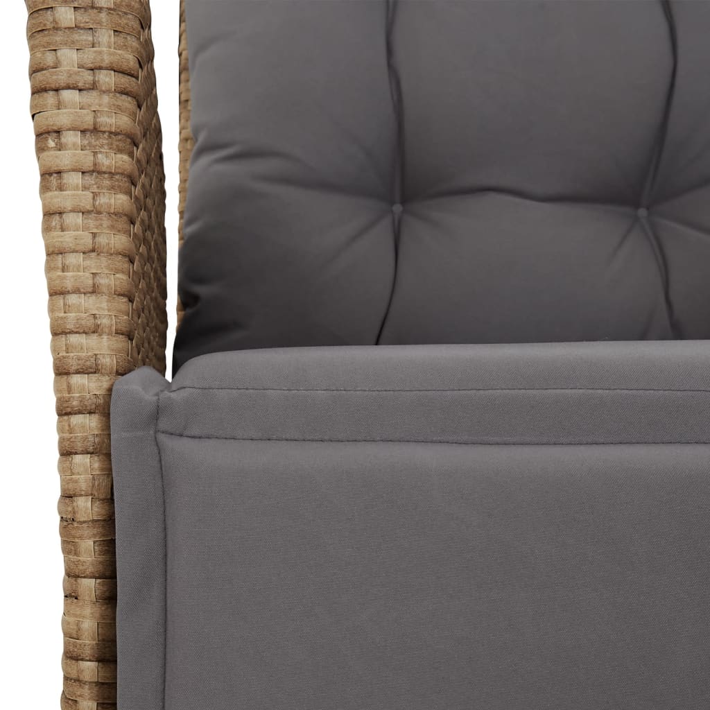 Gartensessel Verstellbar mit Kissen Schwarz Poly Rattan