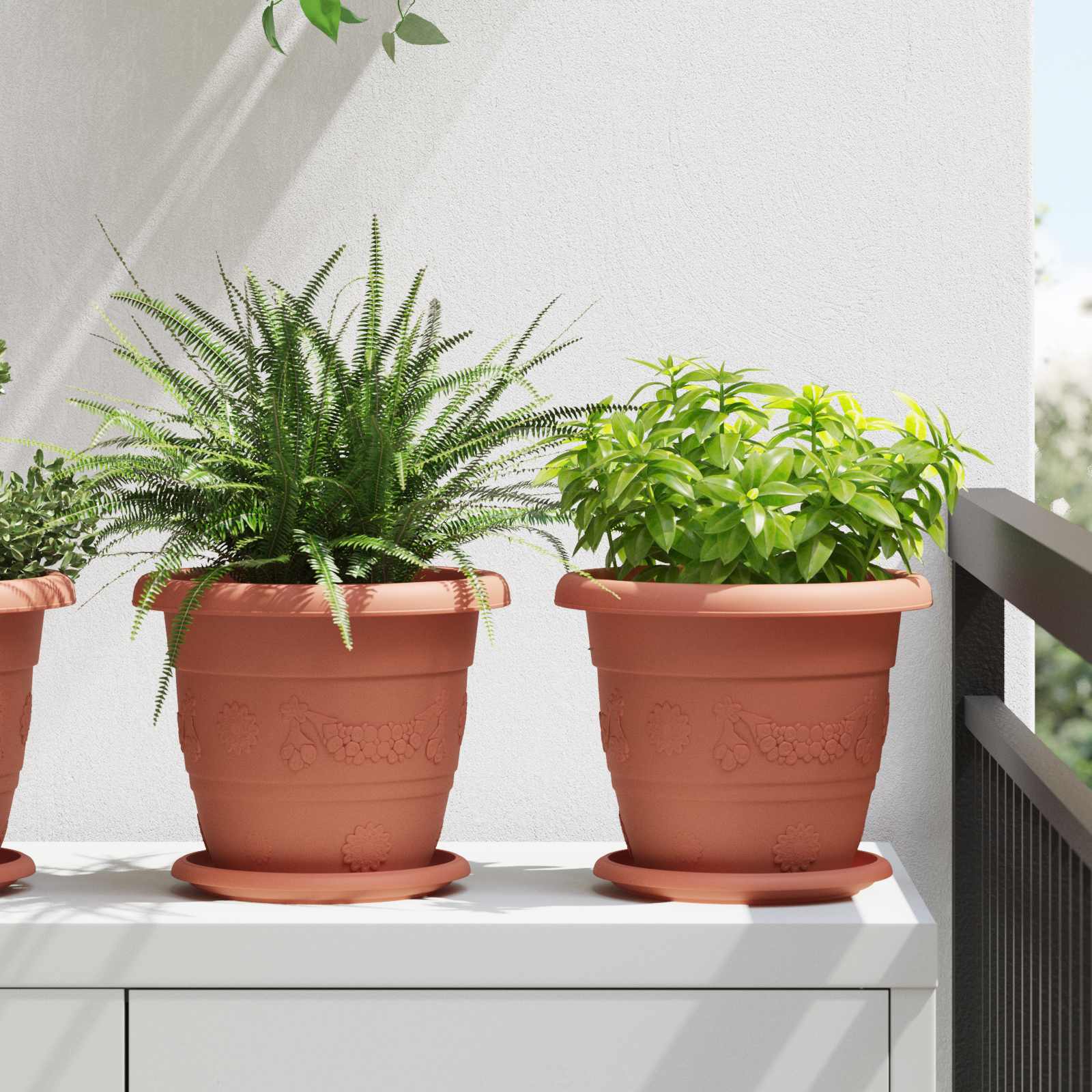 Blumentöpfe 6 pcs Ziegelrot Ø 22 x 18 cm Kunststoff