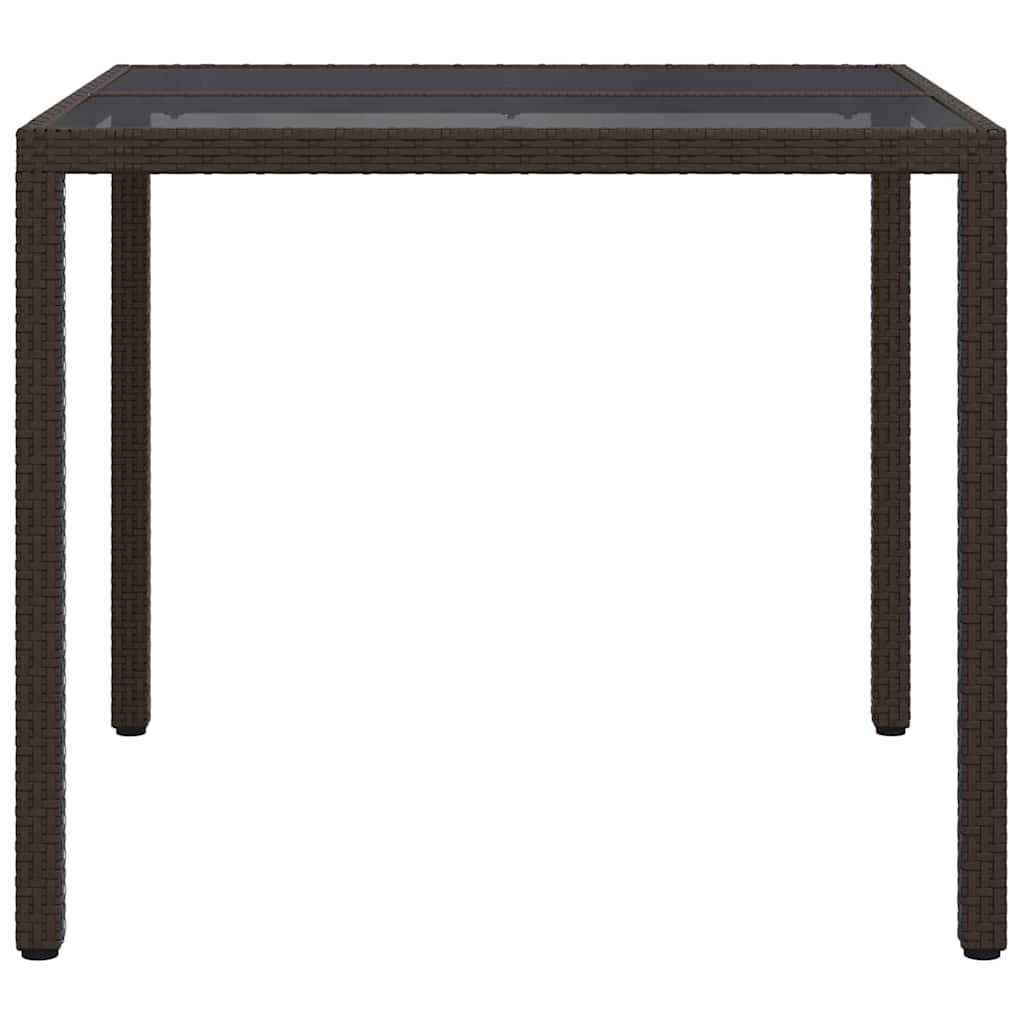 Gartentisch 150x90x75 cm Hartglas und Poly Rattan Grau