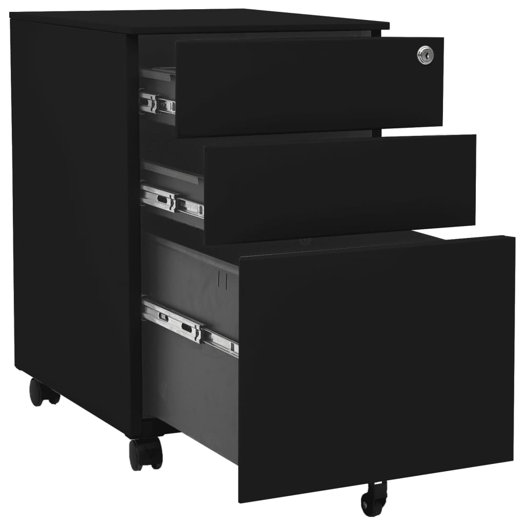 Aktenschrank mit Rollen Weiß 39x45x60 cm Stahl