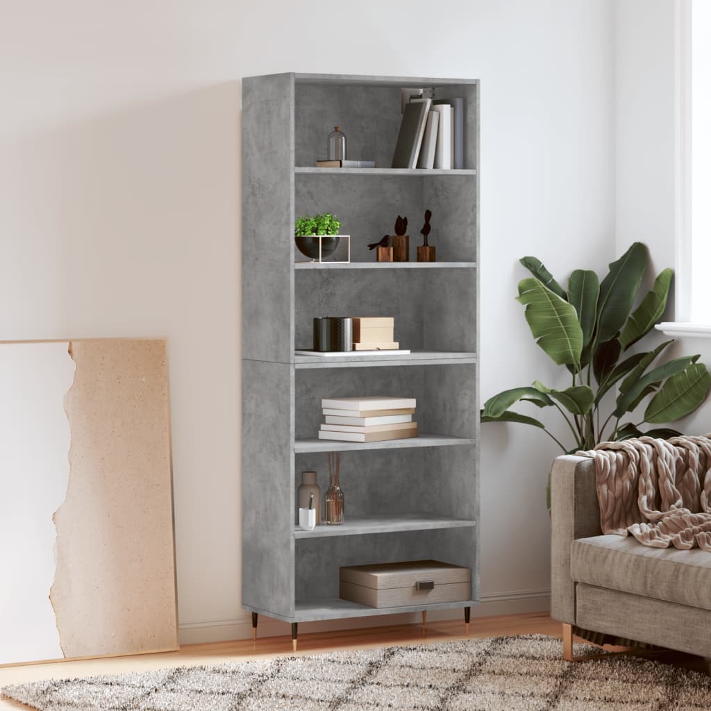 Highboard Betongrau 69,5x34x180 cm Holzwerkstoff